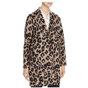 Harris Wharf London Virgin Wool Leopard Print Buttoned Coat Jacket IT 40/US 4